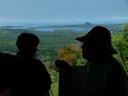 Dr. Graciela silhouetted against Chiriqui Bay