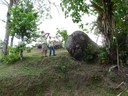 Boulders are strewn across the park