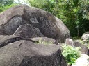 The main rock has both petroglyphs and pictographs
