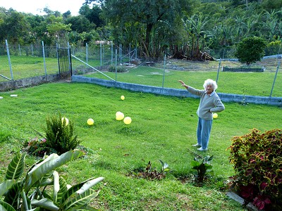One day we decided to release the yellow balloons that had decorated the house for Winn's birthday. We took them all outside and then watched the wind blow them around. Some went up to our neighbor's house where the kids had fun chasing them too.