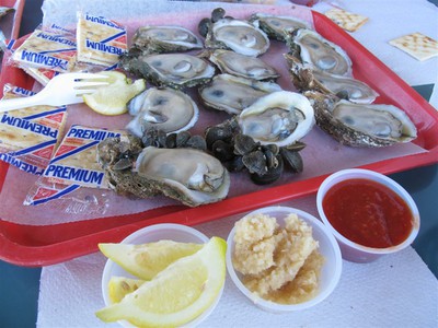 Oysters on the Half Shell, Raw Bar Up the Creek, Apalachicola, FL