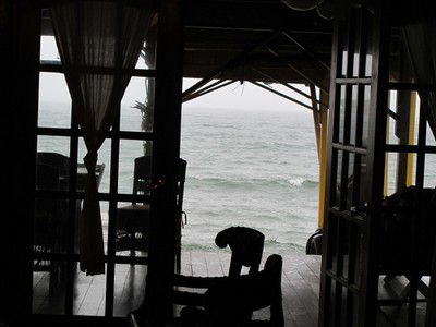 The dock at Bahia del Sol is higher off the water than it appears