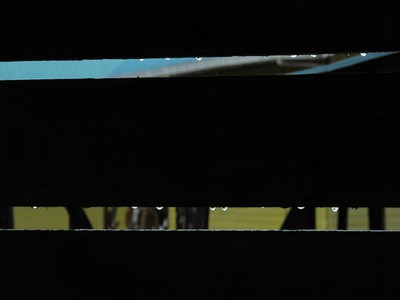 Rain drops on the boat shed