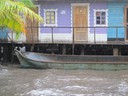 Long boat for moving lumber between islands