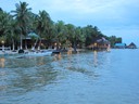 Arriving at BiBi's Restaurant by boat across the bay from Bocas Town