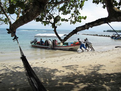 Tour boat launching