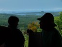 Dr. Graciela silhouetted against Chiriqui Bay