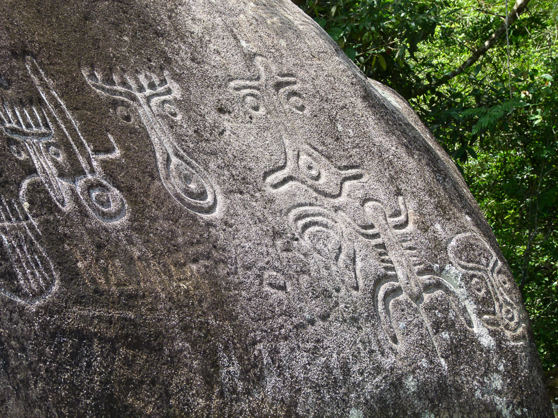 Petroglyphs are carved into the stone